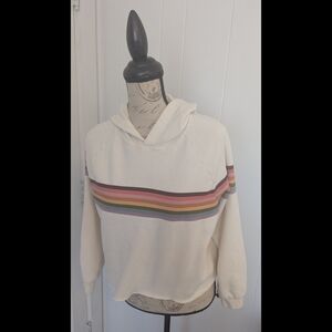 Small Marine Layer Anytime Cropped Hoodie Rainbow Cream